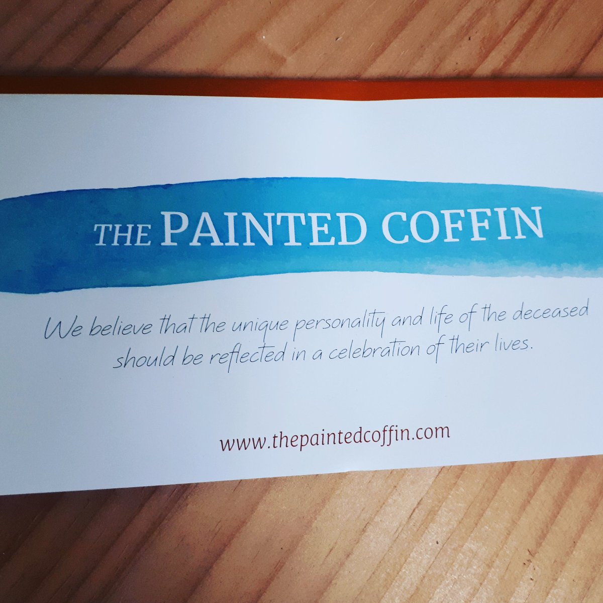 Our fancy new leaflets will be making their way out soon, providing details of how a personal touch can be added to a celebration of a loved one's life #personalisedcoffin #bespokecoffin #handpaintedcoffin #coffin #deathcafe