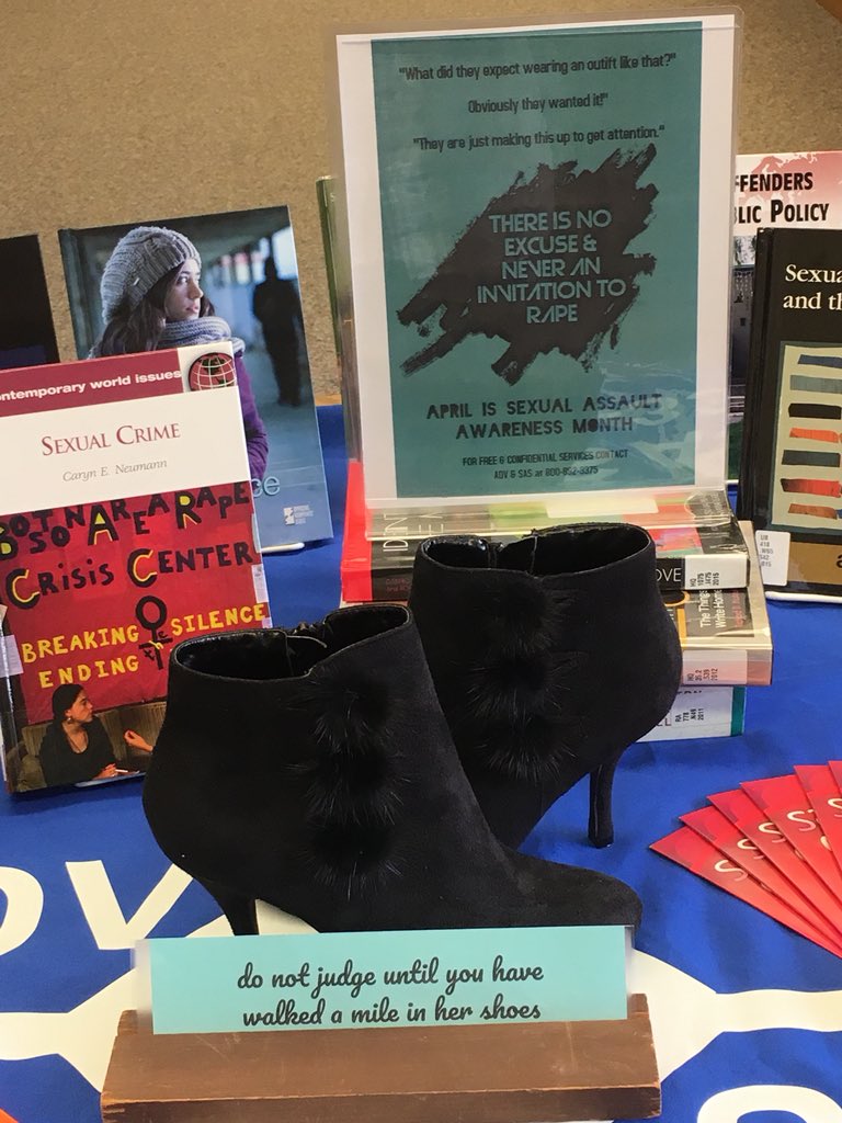 ADVSAS's tweet photo. Come see our display at the IVCC library #SAAM2018 #startbybelieving #asvandsas #clotheslineproject https://t.co/6RGWFSKtpJ
