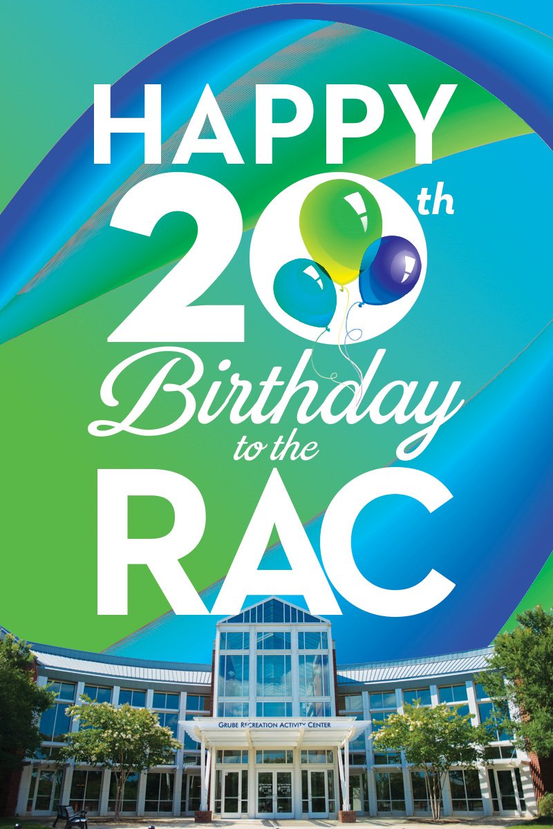 GSUCampusRec's tweet photo. Happy Birthday to US! It's hard to believe we opened the RAC 20 years ago today. Time flies when you're having fun. Thanks to all those who have been a part of our story! We're looking forward to the next 20 and beyond. #RAClife https://t.co/GKL9CEv5Rv