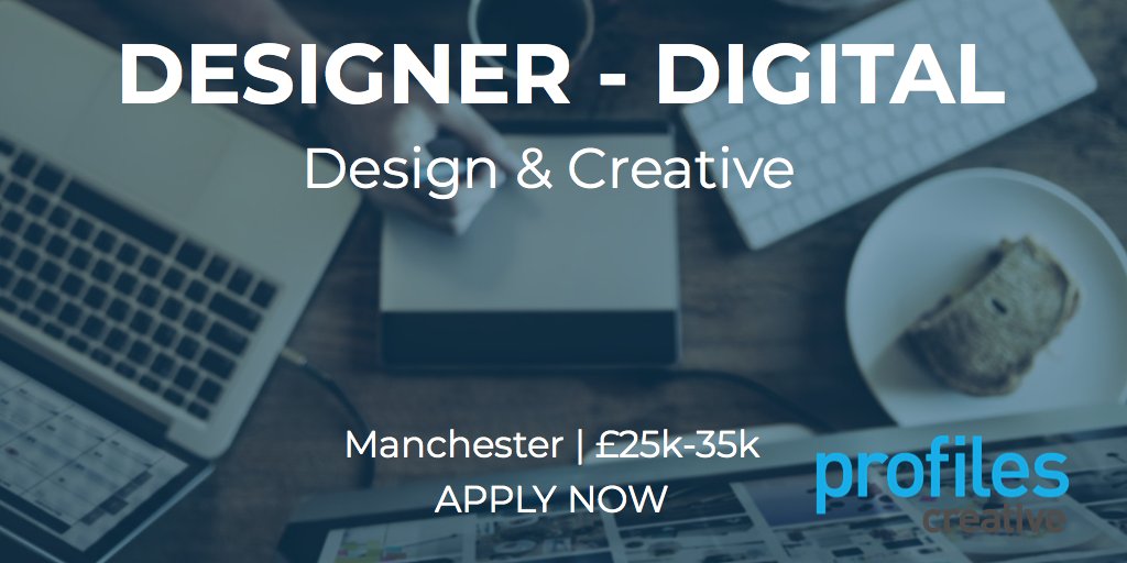 ProfilesNorth's tweet photo. A great opportunity has arisen for a #Digital #Designer to join a fabulous #Creative #Agency in #Manchester. To apply contact ross@profilescreative.com 0113 426 4793 >> https://t.co/paYocPPS6e https://t.co/MTHGu7N7Aq