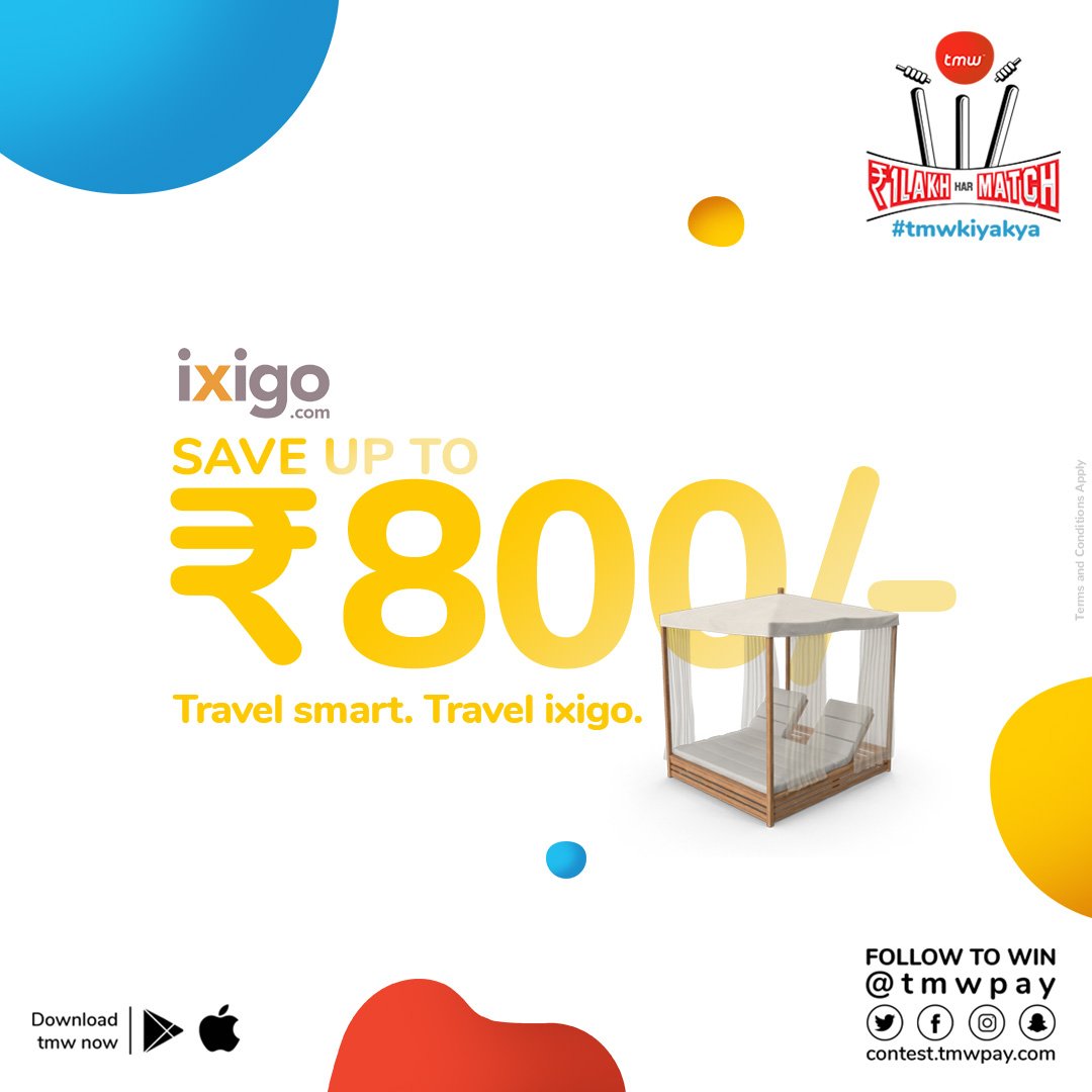 Whether it's a #T20 match 🙌, a family vacation 🏖, or even business travel 💼... the smart traveler always picks <a href="/ixigo/">ixigo</a> to go places! Book now and save ₹800 when you use <a href="/tmwpay/">tmw fintech pvt ltd.</a>

#SmartSpend #expectmore #tmwkiyakya #ixigotravels