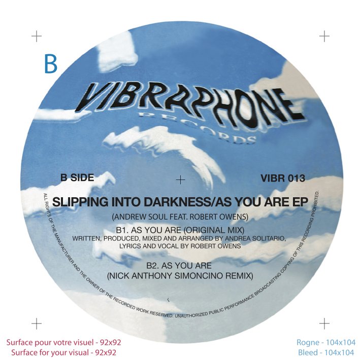 VibraphRecords's tweet photo. https://t.co/UouiOju0R6
Andrew SOUL feat ROBERT OWENS
Slipping Into Darkness EP
Format: 180 gram vinyl 12" 
Side 1
1."Slipping Into Darkness"
2."Slipping Into Darkness" (Vincent Floyd remix)
Side 2
1."As You Are"
2."As You Are" (Nick Anthony Simoncino remix) https://t.co/1kCVTq79hp