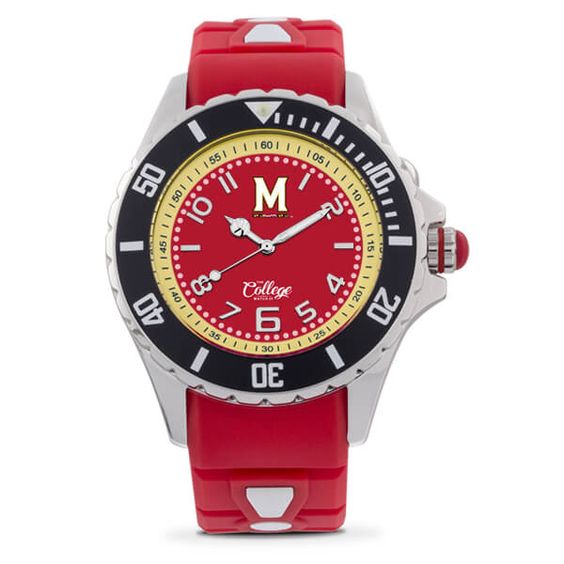 Maryland Terrapins 40mm Stainless Steel 3-Hand Watch – Black/Red, Your Price: $79.00 ow.ly/qNko30jy9HF