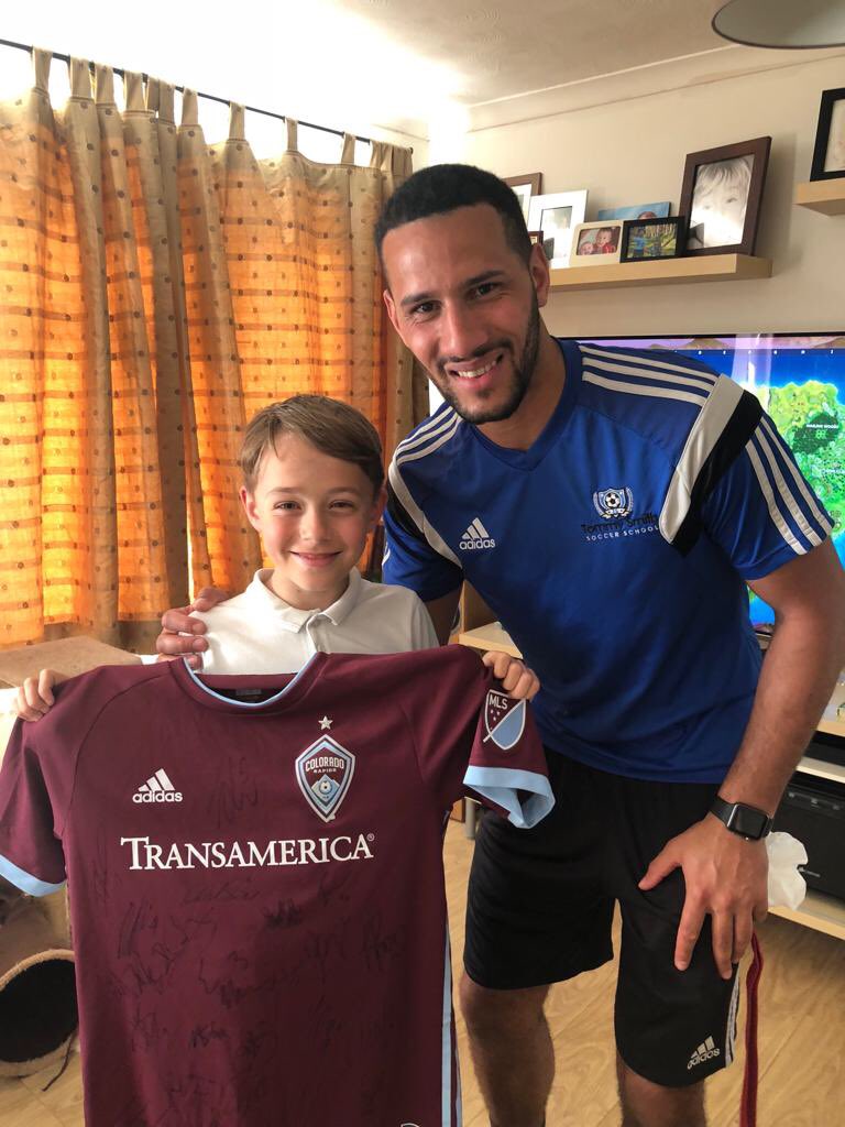 Here is Joe receiving his signed Colorado Rapids shirt, match worn by Director Tommy Smith. 

Sorry it was a late delivery Joe! We hope you like it.