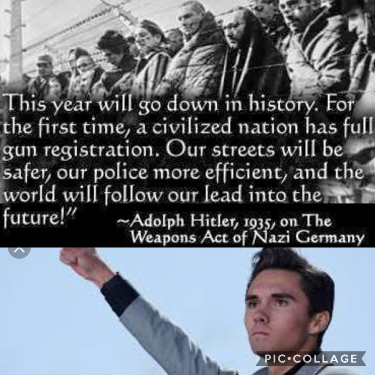 SL_Ashton's tweet image. @realDonaldTrump @NRA David Hogg represents Nazi Hitler Youth in America. Just look at the Fascist quote and then listen to Hogg Speak. Sounds the Same! #nomoreguncontrol