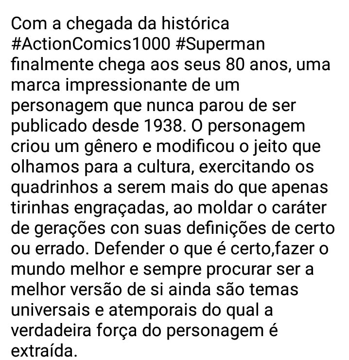 dcumoviepage's tweet photo. Also, pros BRs, meu MEGA TEXTÃO de 80 anos do personagem que eu não consegui postar em outro lugar porque eu escrevo demais #Superman #TheRedTrunksAreBack #AndThisSucks #DCComics #Superman80 #Superman80Years #DCRebirth #New52 #ManOfSteel #JusticeLeague #ReleaseTheSnyderCut https://t.co/DaY0mWYnmz