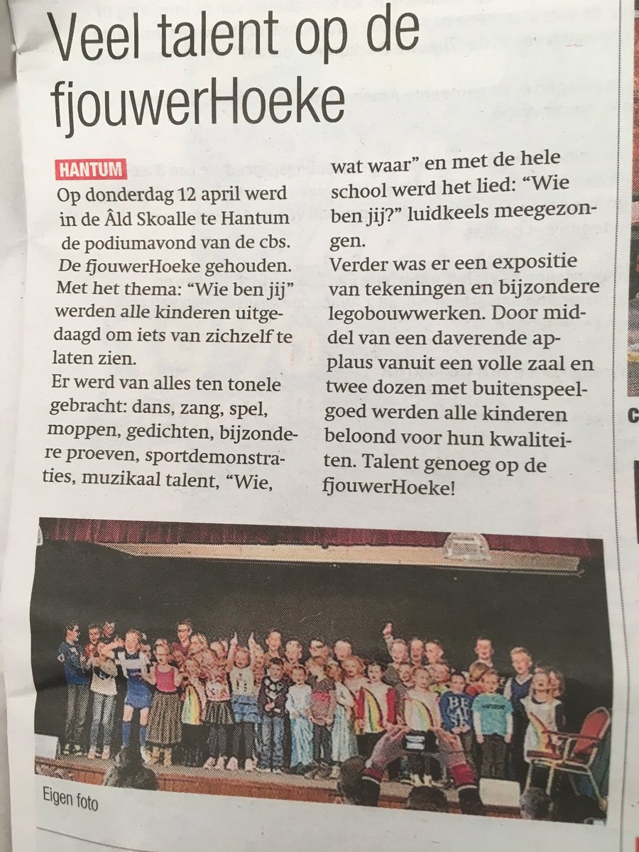 Veel talent op de #fjouwerHoeke #cbs #school #leerlingen #hantum #dorpshuis <a href="/HantumDwaande/">Hantum</a>