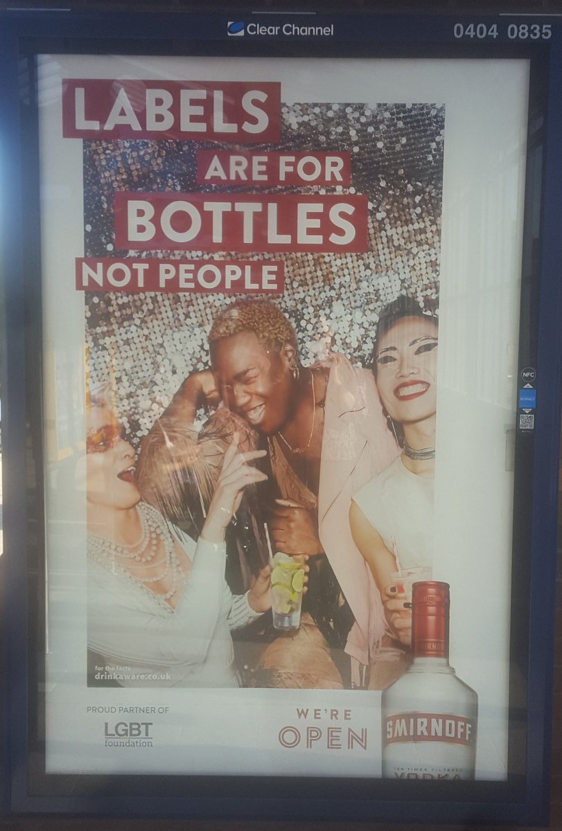 AdeleJCarter's tweet image. This Ad from @SmirnoffEurope is brilliant. Labels are for bottles and not people. Whilst a #LGBT campaign the statement is true for EVERYBODY!!! 

Sexual preference, physical disability, mental health, religion,  learning disability, nationality, social class #stopthelabels