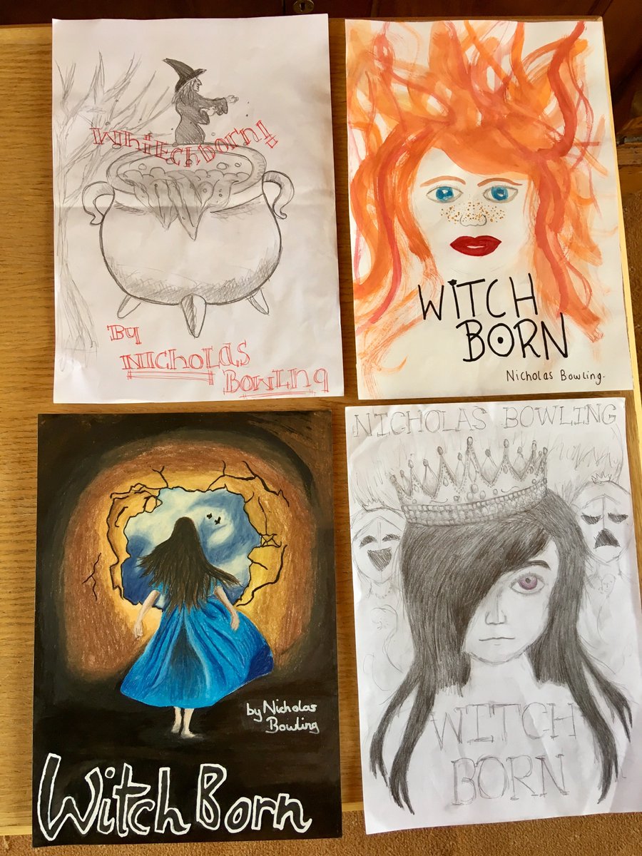 ccpercivallib's tweet photo. A selection of the fantastic Cover Art Competition entries we've received ahead of Saturday's @thenickbowling author visit for Third Form #bookcovercompetition #coverredesign https://t.co/E4Hh3woICc