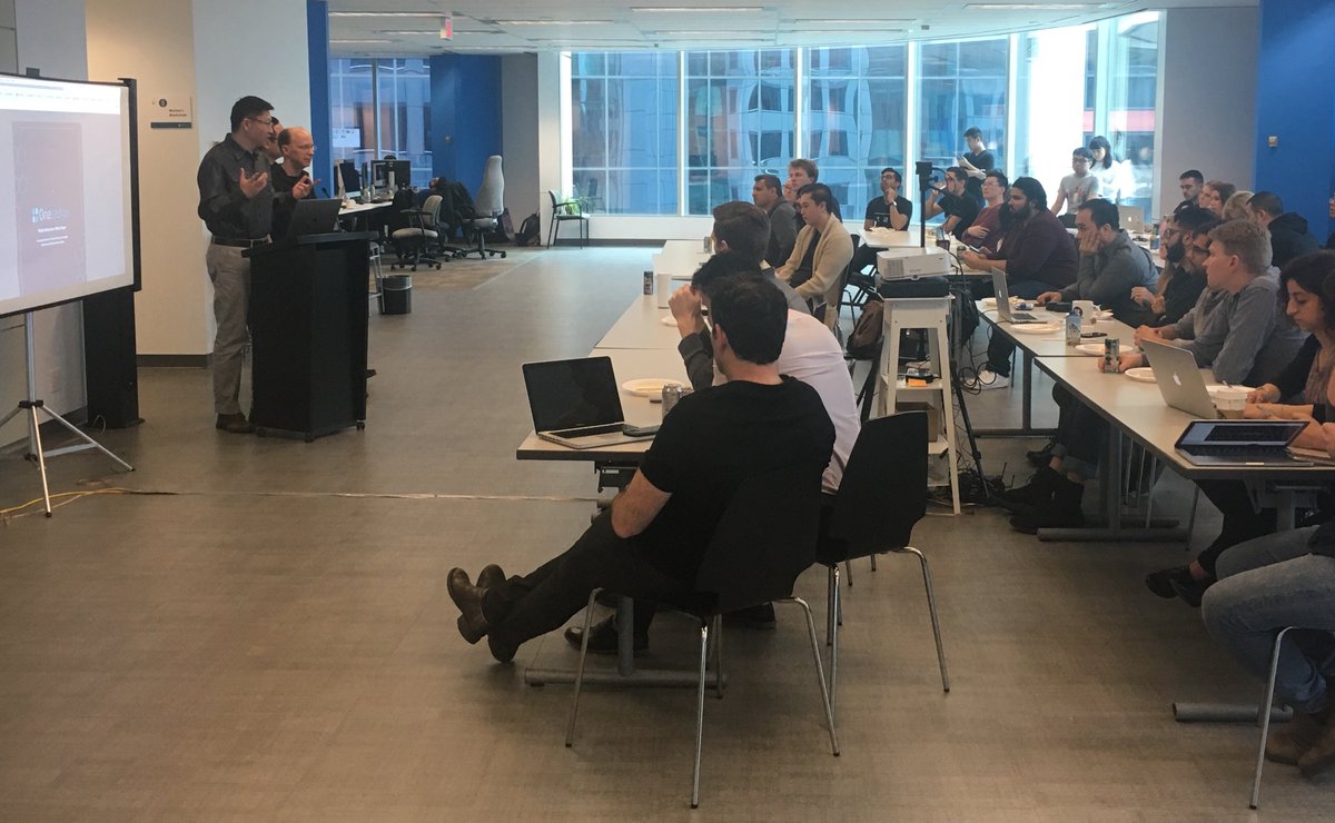 OneLedgerTech's tweet photo. Happening now: The @OneLedgerTech team giving a brief presentation to neighboring startups on Interoperability and OneLedger’s role in bridging the gap between Blockchains. #BlockchainTechnology #interoperability #startups #toronto #Canada https://t.co/eHFCdmNMV3