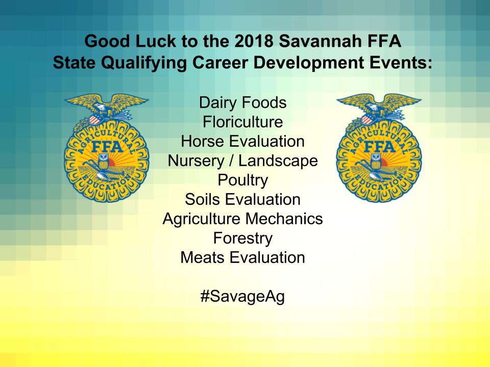 Savannah_FFA's tweet photo. Good luck at State Convention to our teams!  #SavageAg #SHSProud https://t.co/4PRkBzd21Q