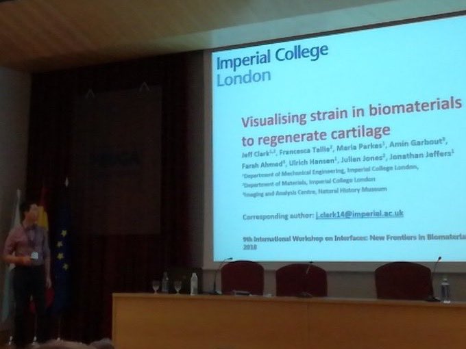 julianrjones's tweet photo. Congrats to Jeff Clark for his oral presentation prize at his first international conference #interfaces2018 @ImpMaterials @ImperialMechEng @MSkLab1 @ICBiomechanics https://t.co/LturapedNw