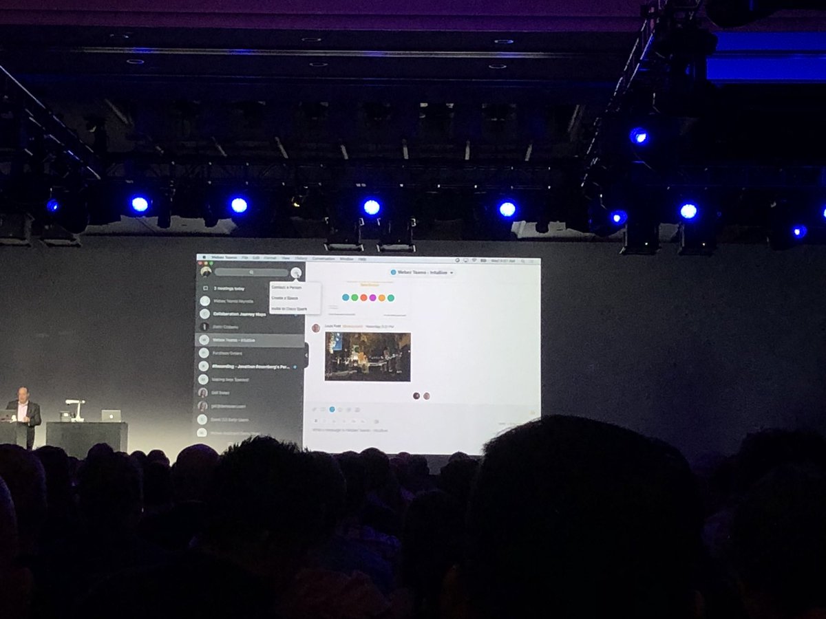 MelodyKee's tweet photo. @jdrosen2 showcases the new Webex Teams at #CollabSummit @CiscoCollab https://t.co/n44ClLwx08
