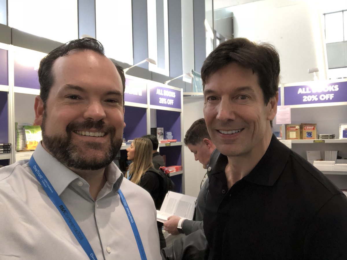 ITguySoCal's tweet photo. As Iβm checking out to purchase βRogue Codeβ by @markrussinovich look who stops by!! Only at #RSAC !! Mark was gracious and kind as usual. Looking forward to hear him speak today at RSA. @msftsecurity #RogueCode https://t.co/w3S5ov9Gwz