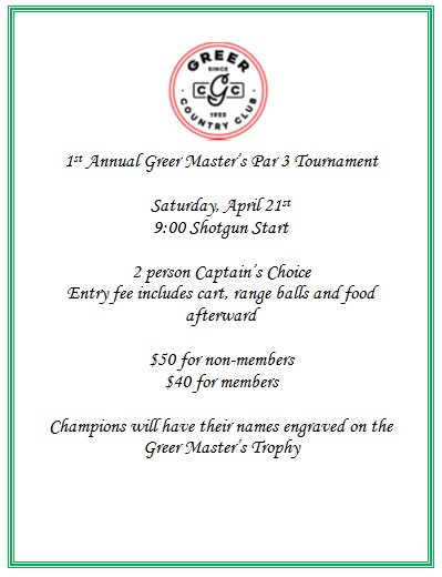 Greer Country Club tweet media