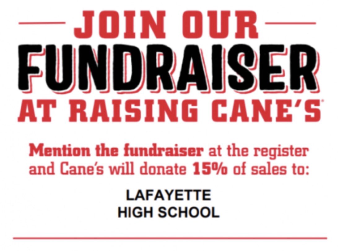 Eat at <a href="/Raising_Canes/">Raising Canes</a> in Ellisville tonight from 4 to 9 p.m. to support Lafayette Renaissance. #connectedlancer <a href="/LHSrenaissance/">LHS Renaissance</a>