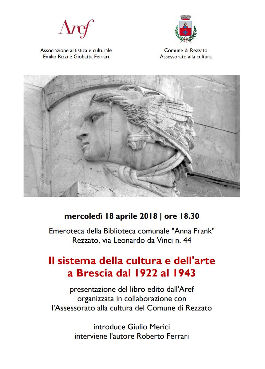 ArefBrescia's tweet photo. All'Emeroteca della Biblioteca comunale "Anna Frank" di Rezzato (BS) per la presentazione del libro di Roberto Ferrari "Il sistema della #cultura e dell'#arte a #Brescia dal 1922 al 1943" 

Studiare il #fascismo per essere #antifascisti #antifa https://t.co/l9y2OHk4gM