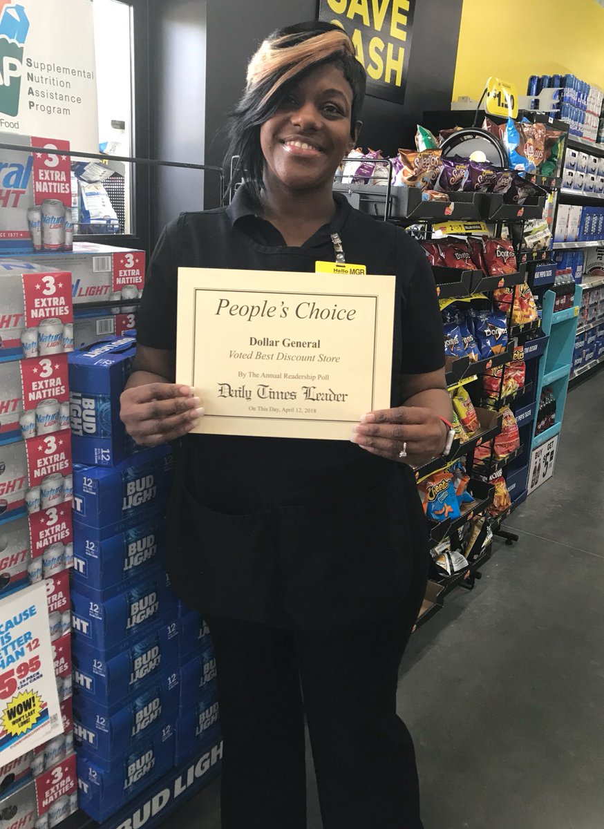 Joeanderdg's tweet photo. Big shout out to SM @NatalieCrawford for receiving the People’s Choice Award for Best Discount Store!  #WestPointMs @DollarGeneral #CommittedToExcellence https://t.co/gCiGNDCGjy