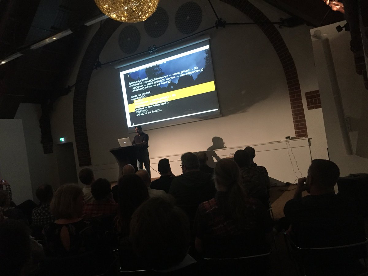 tradjonas's tweet photo. Having a blast listening to @venkat_s  talking about Java 8 Idioms https://t.co/amis1JvPqv