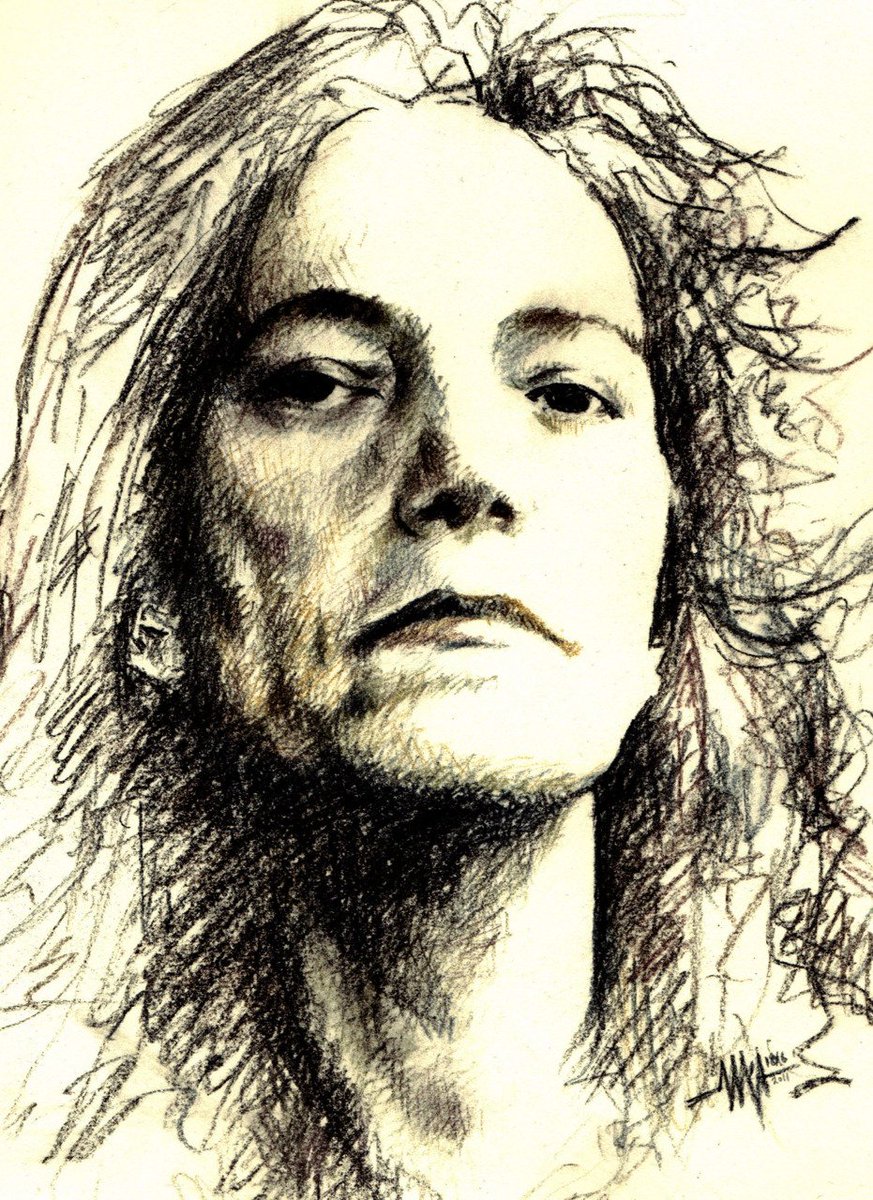 klavikuler's tweet photo. I drew this portrait of Patti Smith after reading and falling in love with Just Kids as a teenager. That book was so important to me, but the coffee drinking and crime shows of M Train seems just as relevant to my life now. https://t.co/CaOHWmvQib