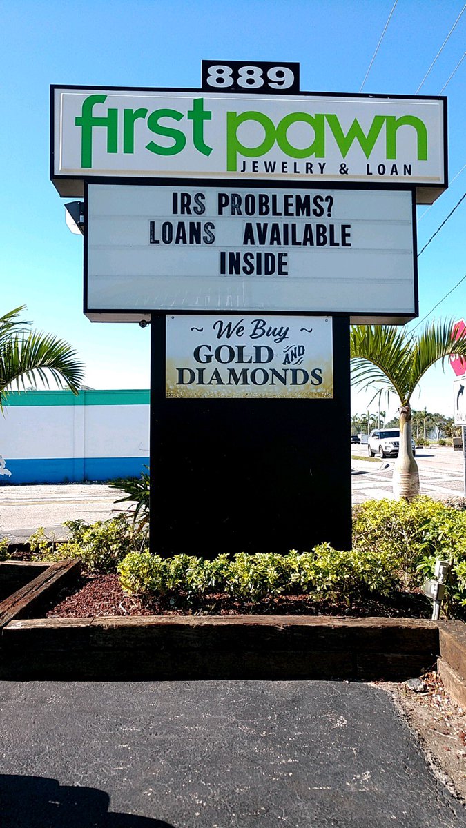FirstPawnFL's tweet photo. Need CASH?
We got ya covered!
#irs #cash #taxes #taxseason #needcash #wegotyacovered #buy #sell #loan #quickcash #needcashnow #fasterthanabank #personalhouseholdbusinessloans #firstpawn #firstpawnnaples #pawnlife https://t.co/AoVEvINyWh