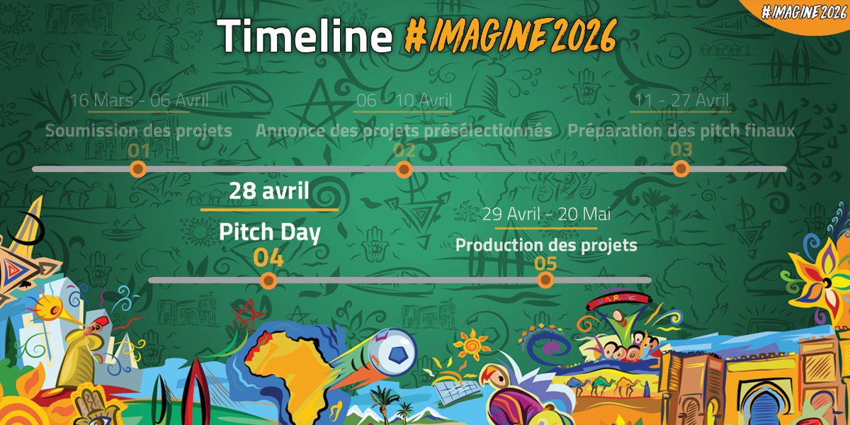 J-10 pour le #Pitch_Day !
30 candidats sont invités Samedi 28 Avril à défendre leurs idées devant le Jury #imagine2026
Who's gonna win ? Stay tuned !!
#Morocco2026 #togetherforonegoal
