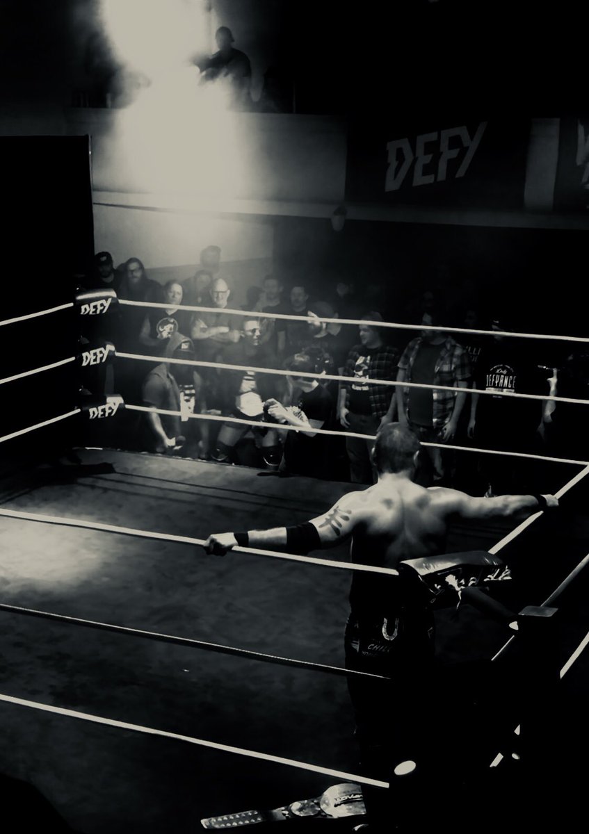 djrazs's tweet photo. The moment right before @StricklandShane & @MonteasyMoore enter the ring for the main event at #DefyVibes as @AustinAries patiently waits. @defyNW #SwerveCity #ThemeSongKing #TheBeltCollector https://t.co/CELNe34aC0