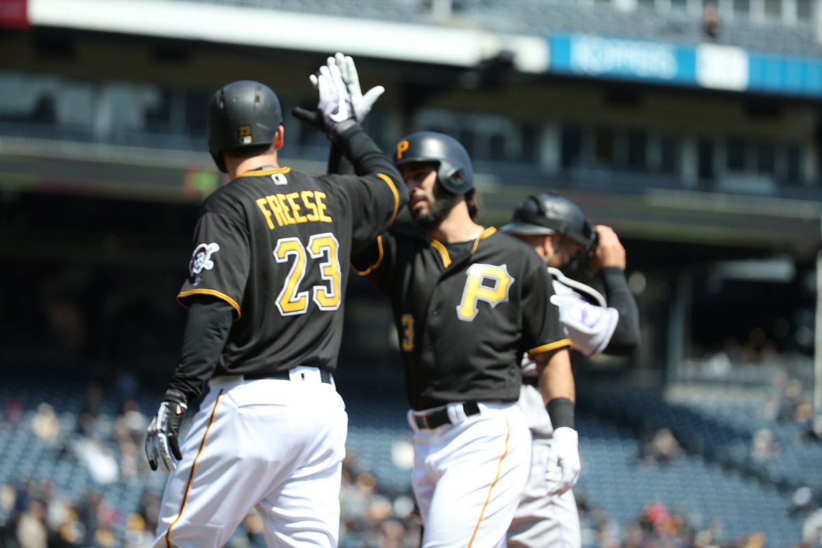 Pirates's tweet photo. #SEANGONE!!!

@SeanJRodriguez1 clears the wall in left for a 2-run homer! 

2-1 us https://t.co/6S3uIPFnRT