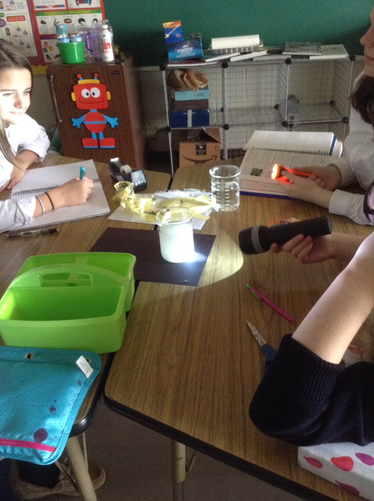 StMary8thGrade's tweet photo. Sci 7/8 discovers how light travels. #SMRRockets https://t.co/r9QzBoPcun