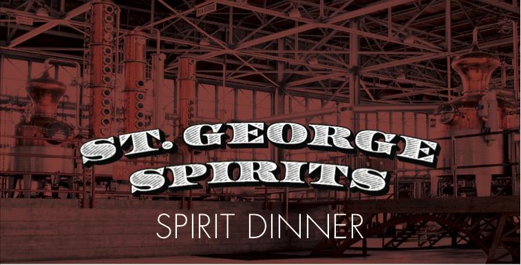 TONIGHT! We invite you to join us and special guest Bryan Bartell for a five-course culinary experience by Executive Chef Bryant Taylor paired alongside a selection of St. George distillery spirits.