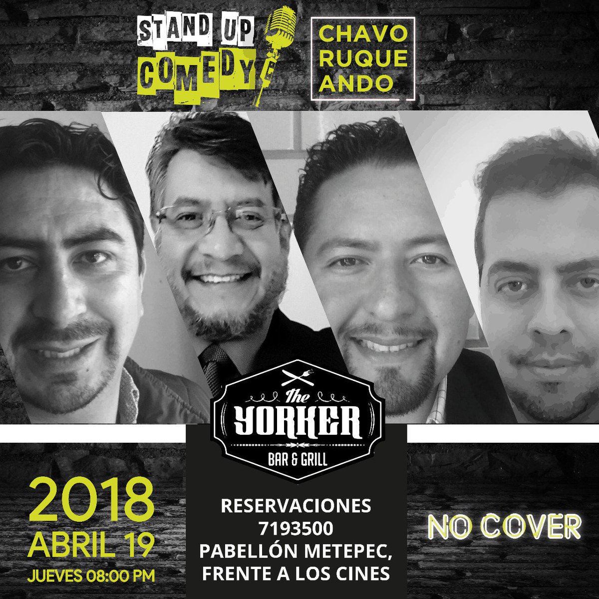 Yorker_Metepec's tweet photo. Hey, no lo olvides...
Mañana tenemos una cita con los amigos de Chavoruqueando, no te lo puedes perder.
No cover.
Te esperamos en Pabellón #Metepec, frente a los cines
#standupcomedy #DateTuTiempo https://t.co/GDKEbagpmw