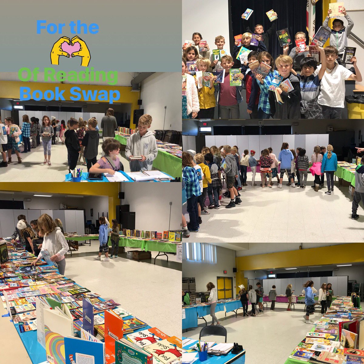 CPriceLB's tweet photo. Book Swap Success! Our PAL students helped to organize and set up our awesome Book Swap! #elementarylibrary #bookswap https://t.co/qcmHBGQFWb