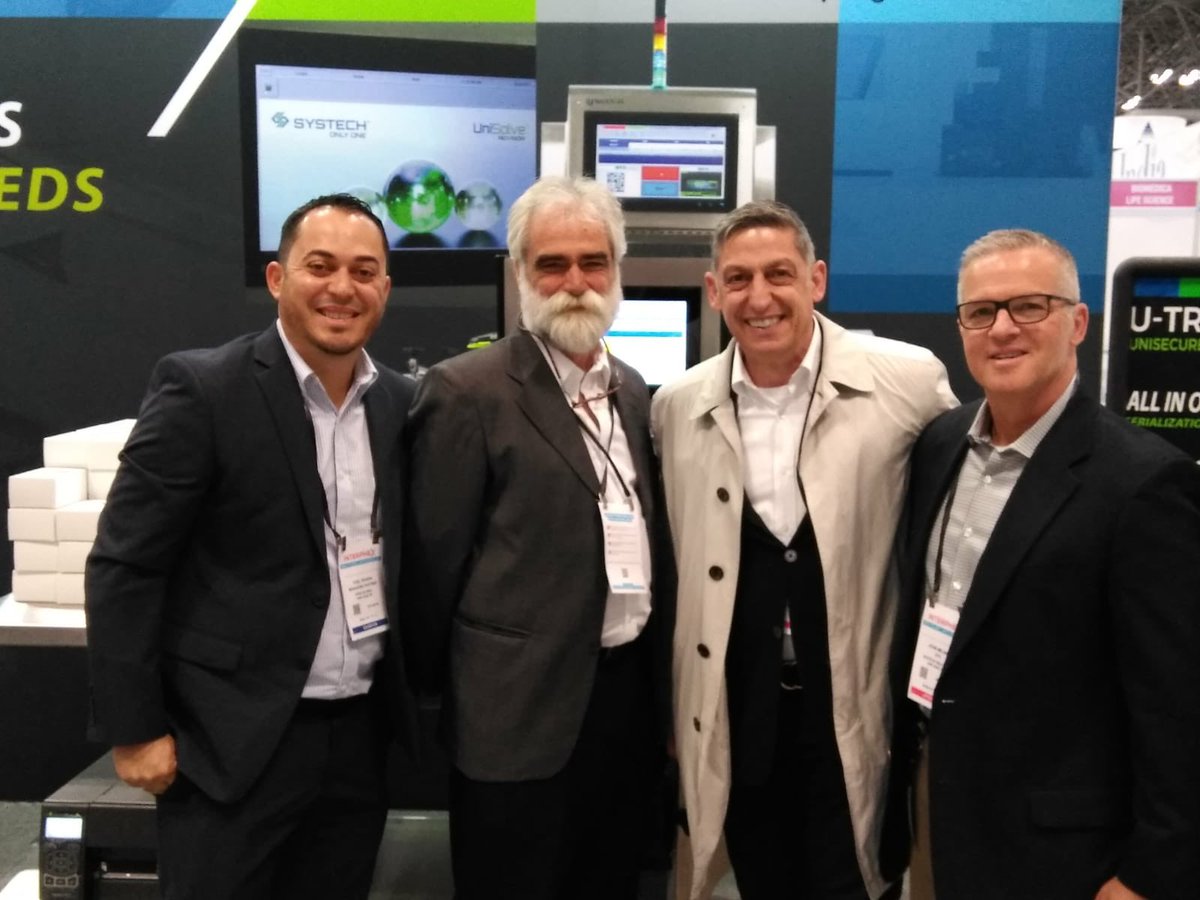 usolutionspr's tweet photo. Systech’s CEO, Ara Ohanian, and CFO, John Milana, today joined UPAK’s CEO, Yoel Rivera, for live serialization demos in booth #3267. #INTERPHEX #Interphex2018 #NewYork https://t.co/By1NNXdLCA