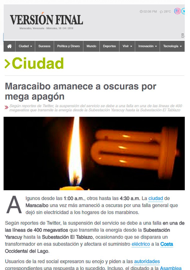 EL Zulia y Venezuela está secuestrada por unos destructores que tienen como objetivo adueñarse de los recursos que son para el bienestar social #ElZuliaSinLuz
