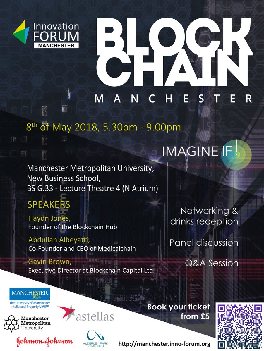 IFManchester's tweet photo. #Bitcoin #Ethereum #Crypto !? What is that? Come along to our new event - "Innovating through #Blockchain 2018" and learn what #technology is beyond #cryptocurrencies!

On the 8th of May, join us at the "Innovating through Blockchain 2018" event! Tickets: https://t.co/MSAc7JRaVj https://t.co/WBTcpEqu45