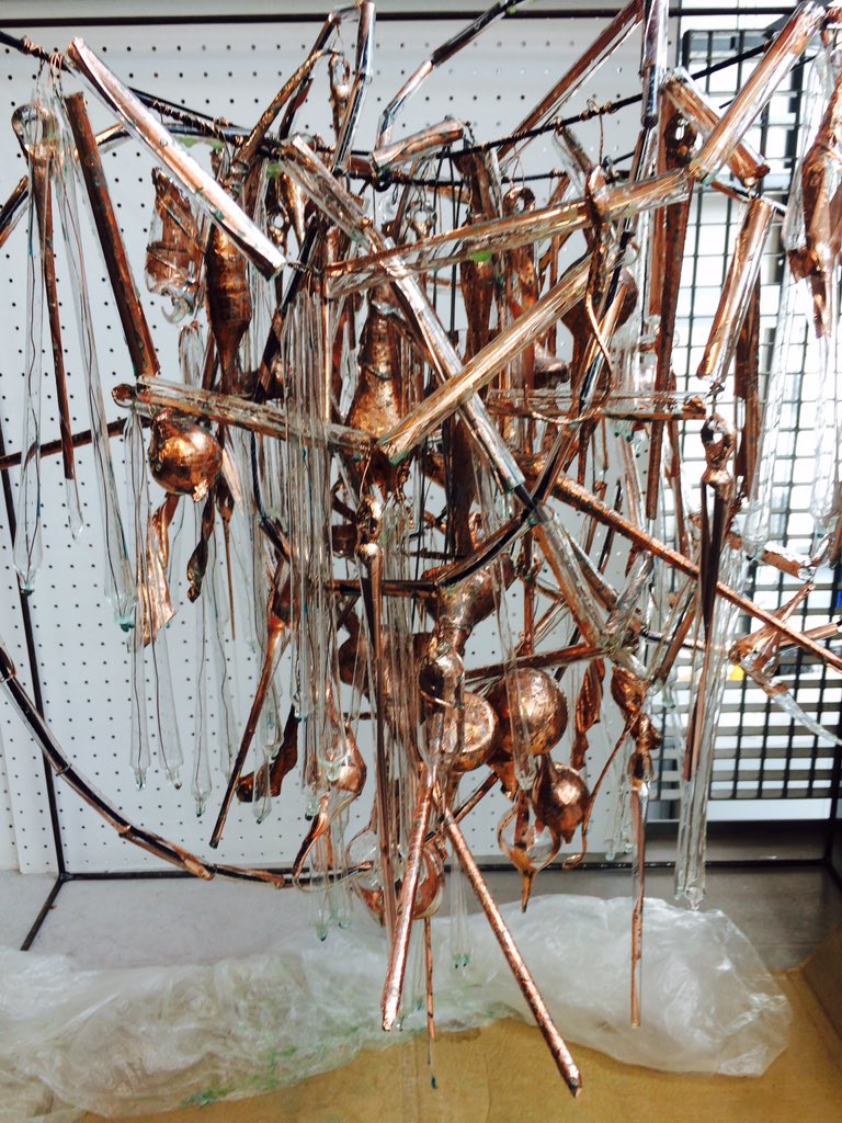 drawingNE's tweet photo. So today we had a lovely catch up with the charming @helenpailing about life, work and all sorts. Here's another beautiful piece #catalyst2 by her for the m2at15 exhibition in London #recraft #glass https://t.co/qsVFOTXPvm