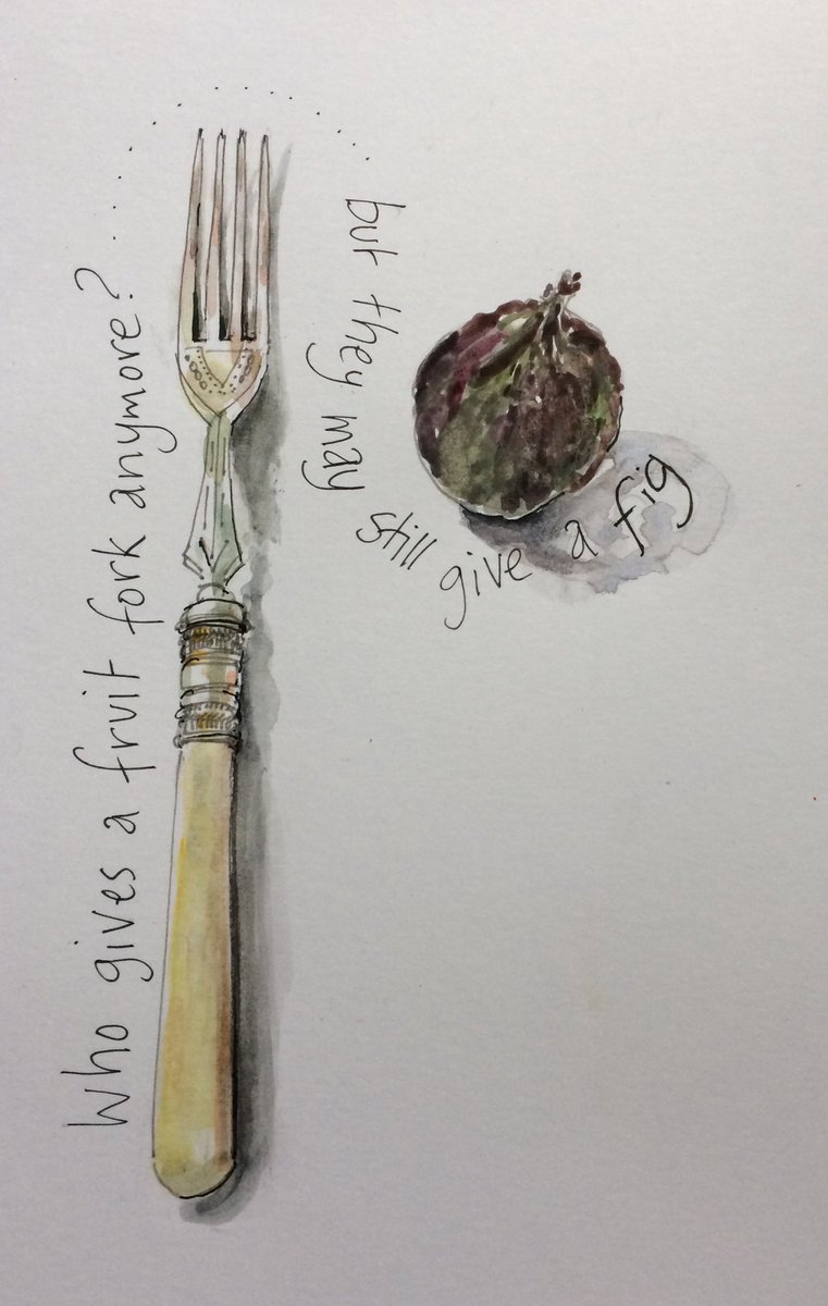 drawmill's tweet image. #cutlery#fruit#fig#placesetting##illustrate#art#sketch#watercolour#antique#smile#silver