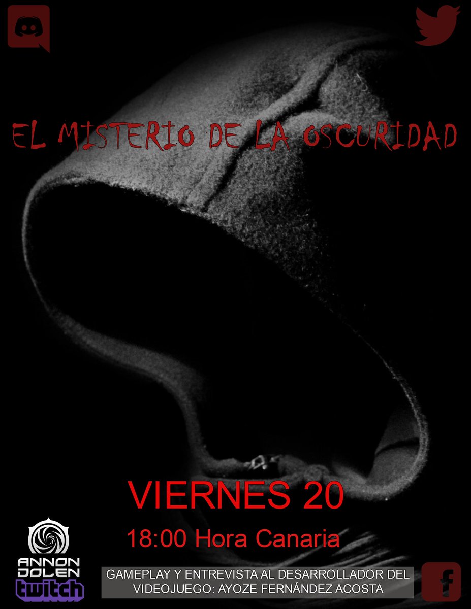 Annon_Dolen's tweet photo. Ya tenemos fecha! "El  Misterio de la Oscuridad" pasaros el Viernes 20 de Abril a las 18:00  (Hora Canaria) darle a Like y compartirlo, nos vemos el Viernes 😉👉https://t.co/0zJPj7IuP9 https://t.co/yp65LUeIbP