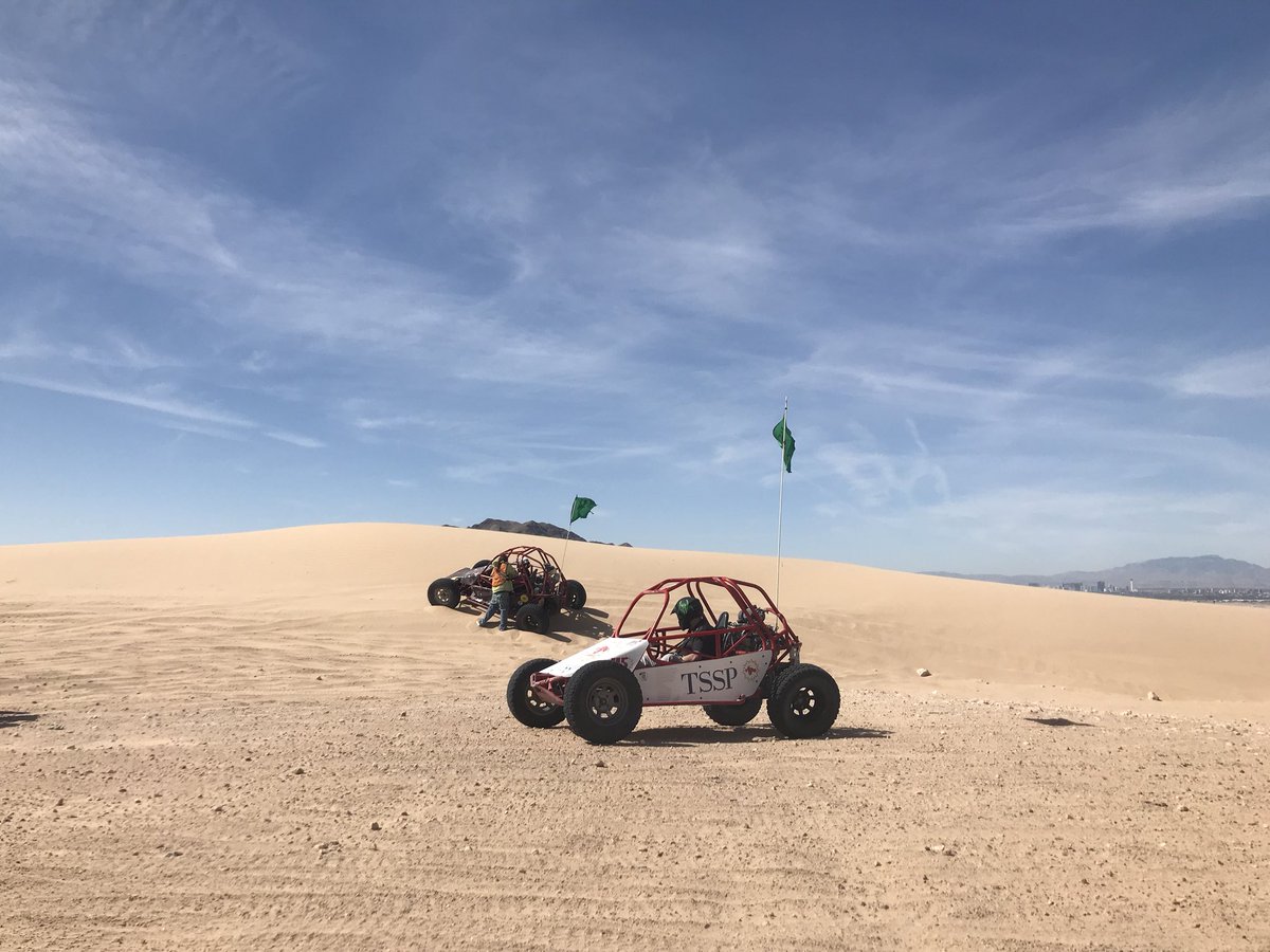 JimByersTravel's tweet photo. Awesome morning touring the dunes of Las Vegas on a dune buggy. Not scary and tons of fun. Thanks to @sunbuggy and our guide, Goat. @vegas @ReachGlobalMktg @TravelPulseCA @TravelPulse #vegas #travel #adventure #driving #lasvegas @TravelNevada #sunbuggy https://t.co/OLIabdaPhW