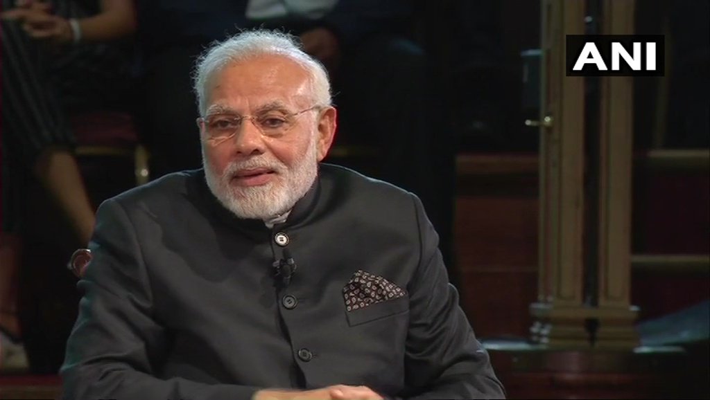 ANI's tweet photo. You all must have seen that the power of your passport has increased. People look at you with pride. India is still is the same. But today we can see a difference. Indian has managed to do this & now people know the power of India: PM Modi in #London. https://t.co/N8DhH3nSvF
