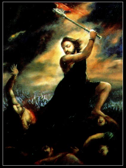 He reached in middle of the night. All were asleep, but Ram had no patience to wait for morning. He hacked down all that came in his way. The King, famous for his valor equivalent to 1000 men was chopped to pieces by his ax. Retrieving the calf, Ram returned. #ParshuramJanmotsav