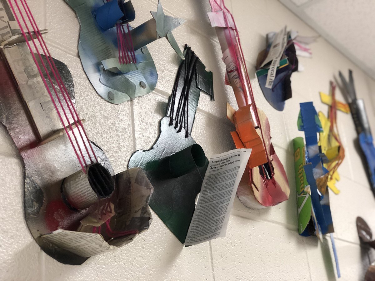 b_finney85's tweet photo. Ms. Bryant’s artist at @OliverMNPS use artistic expression in the form of a musical instrument (design/color/size) to convey messages related to current events. #Picasso #MNPSVoices #mnpslt #4Cs @MNPSLearningTec @MetroArtsNash https://t.co/DHfhSw6dom