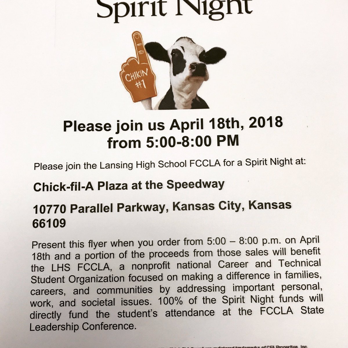 Come support LHS FCCLA tonight 5-8 pm! Show this picture when ordering! Thanks!