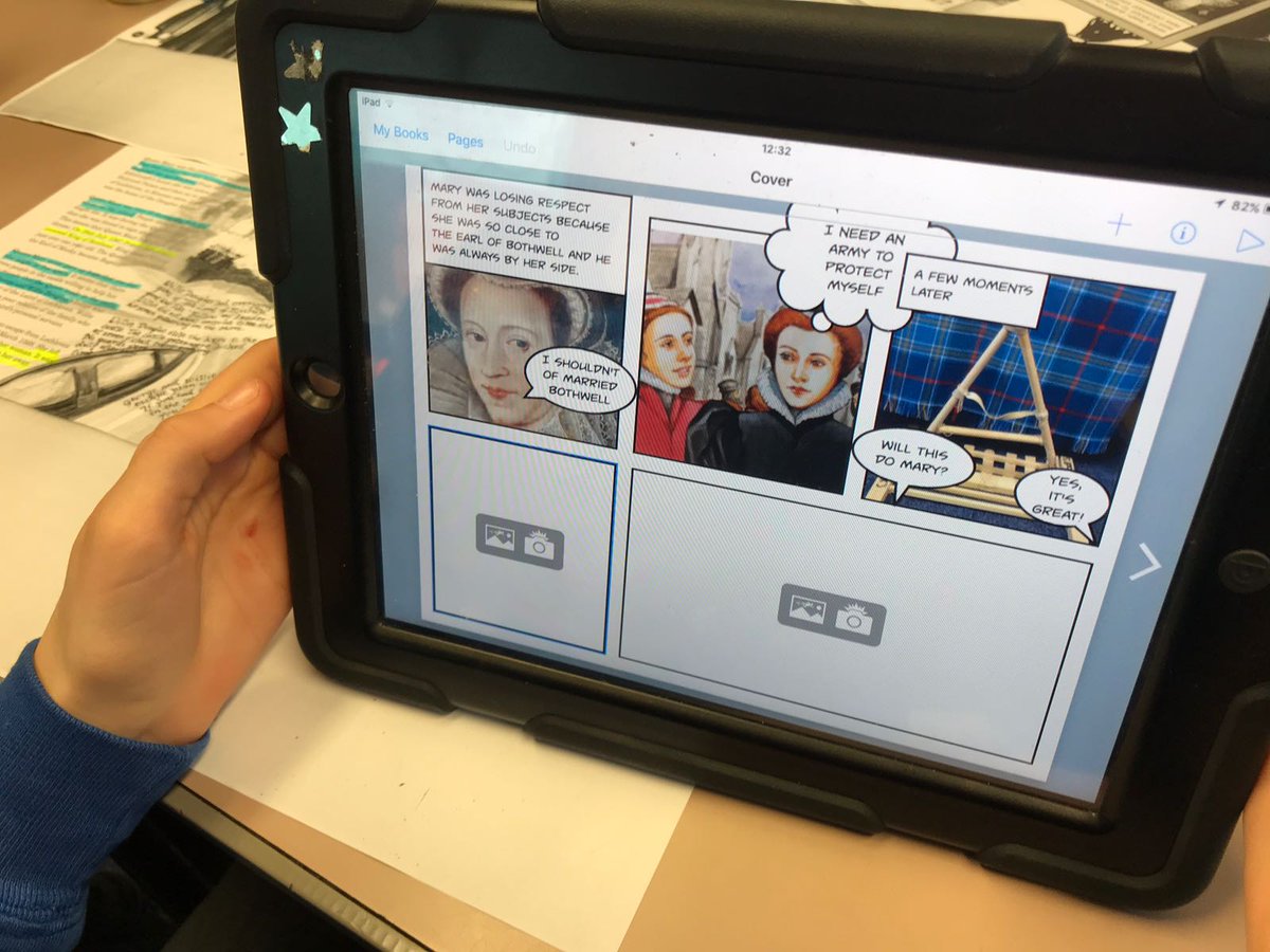 MilnathortPS's tweet photo. Today P5/6 have been learning about Mary Queen of Scots being imprisoned on Loch Leven. They presented this information as a comic strip to share with P4 next week #digitallearning #bookcreator #enhancingthecurriculum https://t.co/tLOfkVqLPV