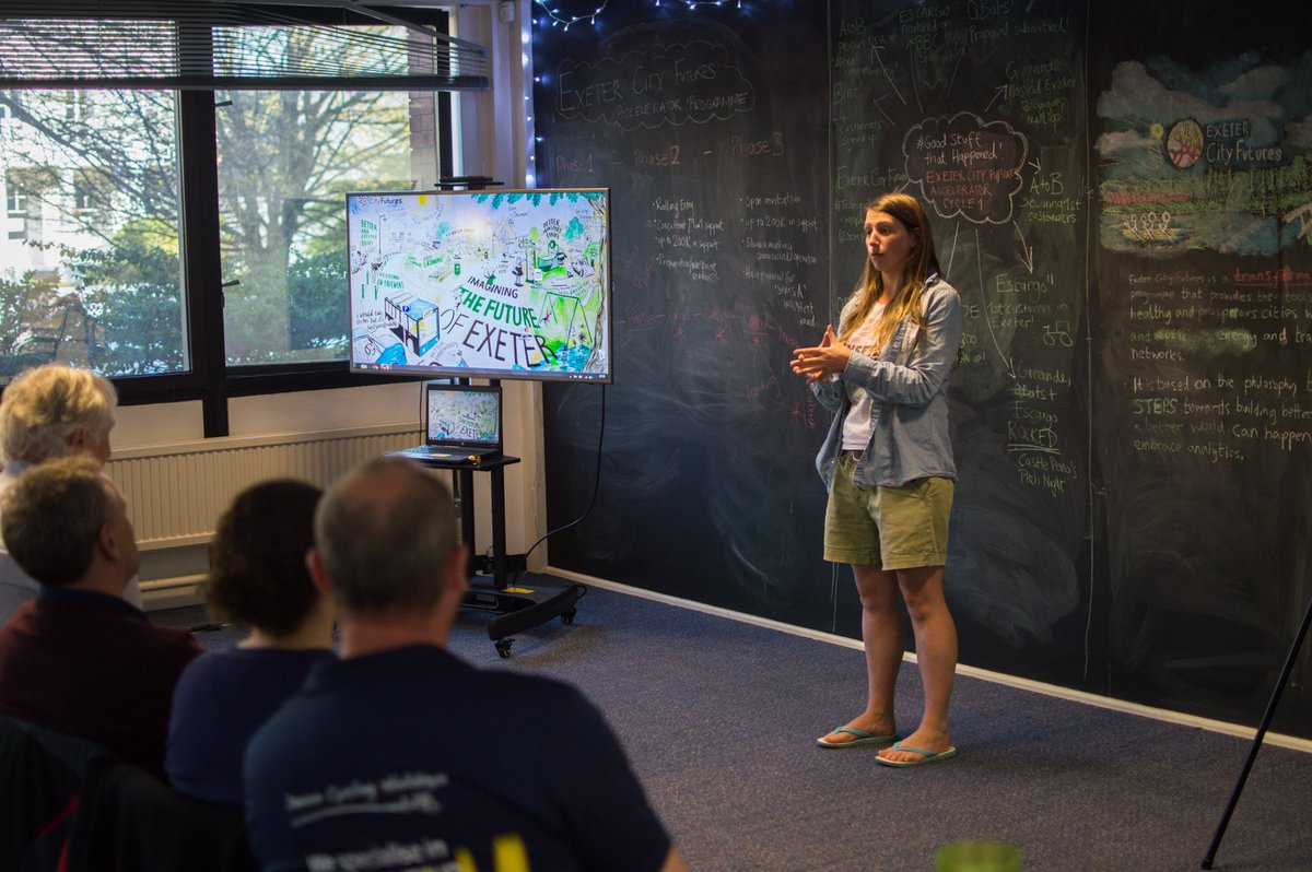 ExeCityFutures's tweet photo. Don't you just love a #carfree #snowday? Katie pitched her idea to the #SpringConnect🐥 audience: to help schools organise 'snow' days throughout the year to enable people to work from home and have their kids play in the streets! #liveablestreets https://t.co/esrxtUo1Ac