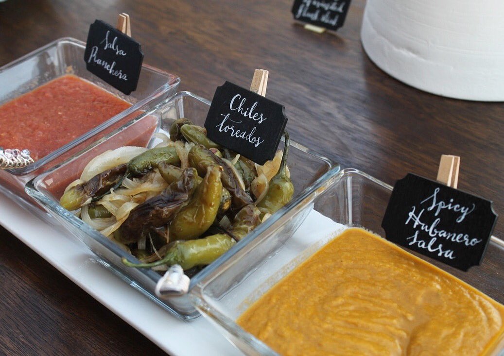 Spice up your taco bar with a colorful salsa display! #cateringincabo #weddingwednesday