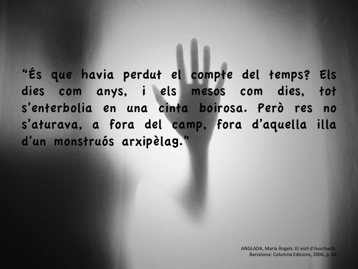 clareta_22's tweet photo. La pèrdua de la noció temporal i la solitud del protagonista al llibre "El violí d'Auschwitz", de Maria Àngels Anglada @SomLesMiles https://t.co/AYYvtKYWKd