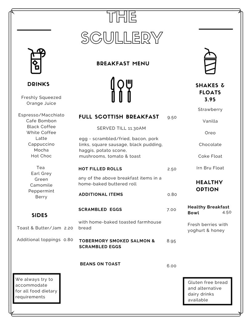 TobScullery's tweet photo. Mull Music Festival 2018! Check out our menus for this weekend! Open 9am-5pm Mon - Thurs, Open till 8pm Fri &amp; Sat for takeaways and Sunday 10am - 4pm. #mmf2018 #ScotSpirit #mmf #Mull #tobermory #tobermoryscullery #breakfast #lunch  #dinner #Takeaway #lateopenings #mullmusicfest https://t.co/rt69roCaw6