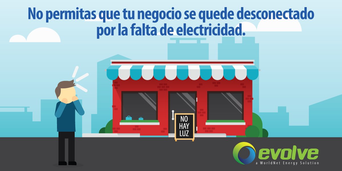 WorldNetPR's tweet photo. No permitas que tu negocio se quede desconectado por la falta de electricidad. Te presentamos EVOLVE a WorldNet Energy Solution llama al 787-705-9000 para detalles.
#WorldNetPR #WNTevolve #ApagonPR https://t.co/YkIFog1AFf
