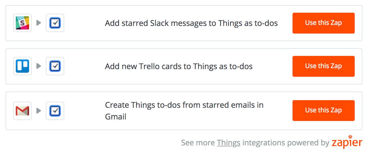 zapier's tweet photo. New Integration! Our #Thingsapp integration from @culturedcode is out of beta! Automate your task management using any of your favorite apps: https://t.co/WxjSIVpPS8 https://t.co/jtUCIHafiU